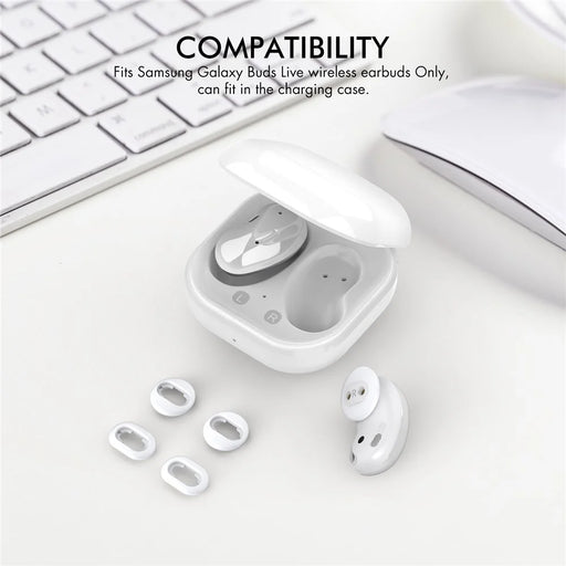 AHASTYLE PT132 3 Pairs For Samsung Galaxy Buds Live Silicone Ear Tips Replacement Earphone Caps, Size: S + M + L - White - 2
