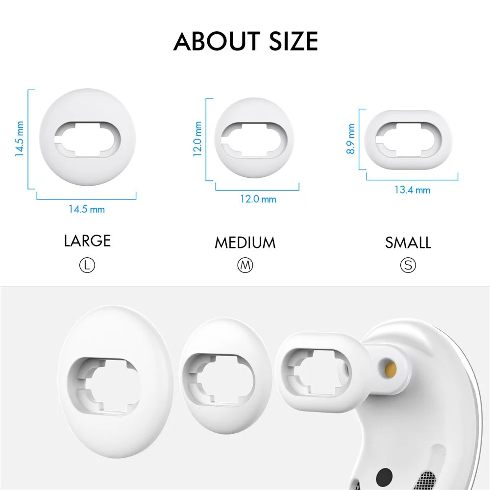 AHASTYLE PT132 3 Pairs For Samsung Galaxy Buds Live Silicone Ear Tips Replacement Earphone Caps, Size: S + M + L - White - 6