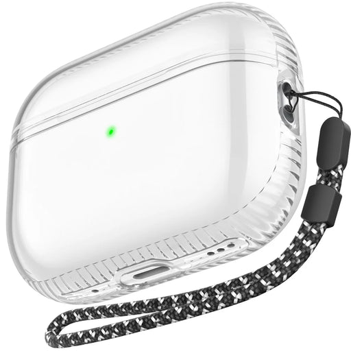 AHASTYLE WG94-2 For AirPods Pro 2 Transparent TPU Case Wireless Earphone Shockproof Protective Cover with Lanyard - Transparent - 1