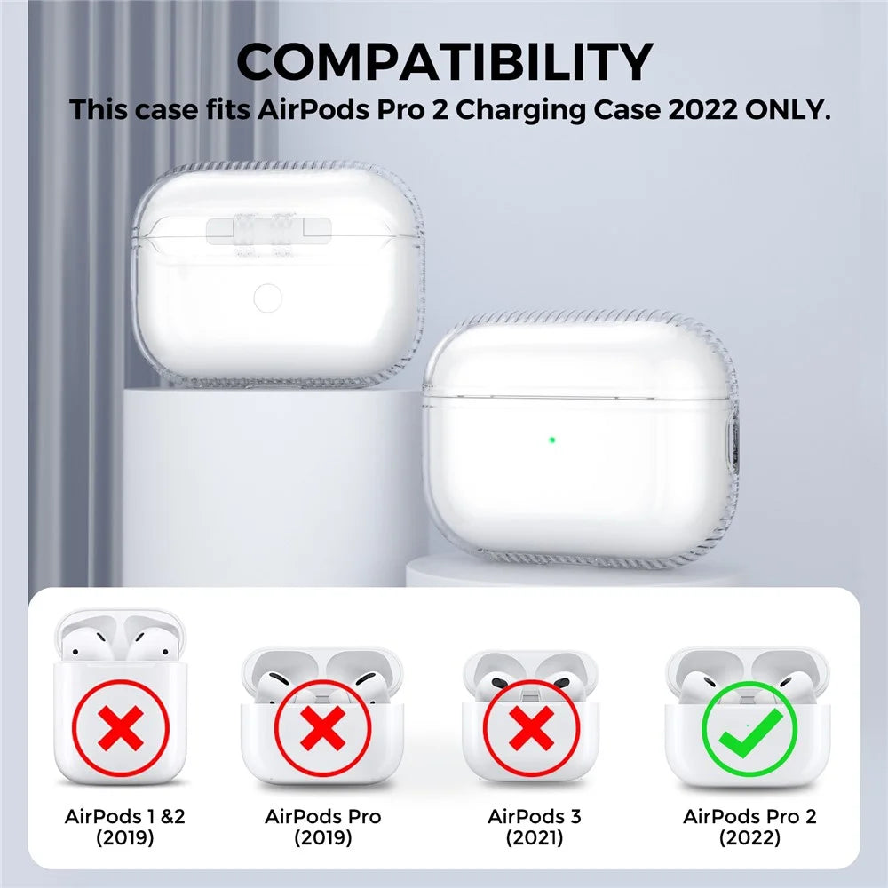 AHASTYLE WG94-2 For AirPods Pro 2 Transparent TPU Case Wireless Earphone Shockproof Protective Cover with Lanyard - Transparent - 3