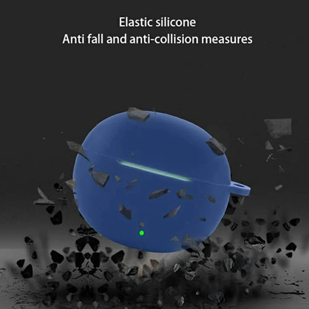 For Honor Earbuds X9 Collector Edition Silicone Case Wireless Earphones Protective Cover with Anti-Lost Buckle - Dark Blue - 2