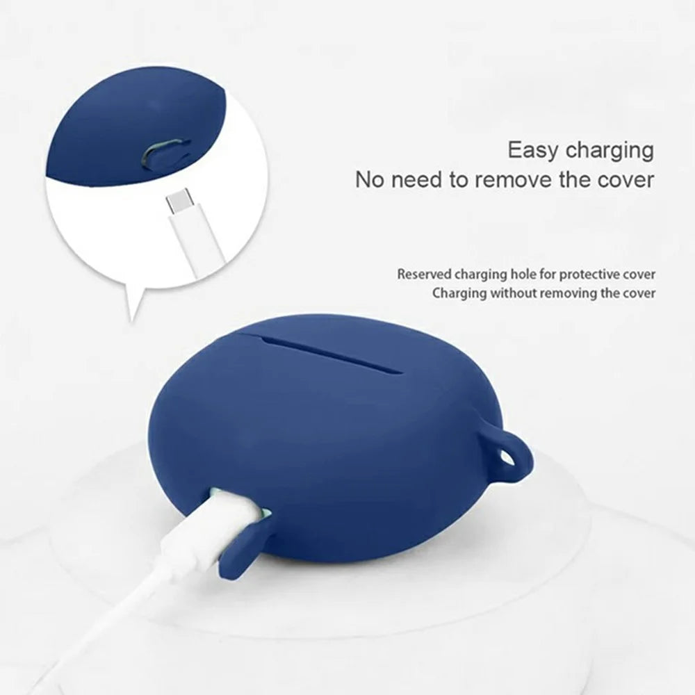 For Honor Earbuds X9 Collector Edition Silicone Case Wireless Earphones Protective Cover with Anti-Lost Buckle - Dark Blue - 4