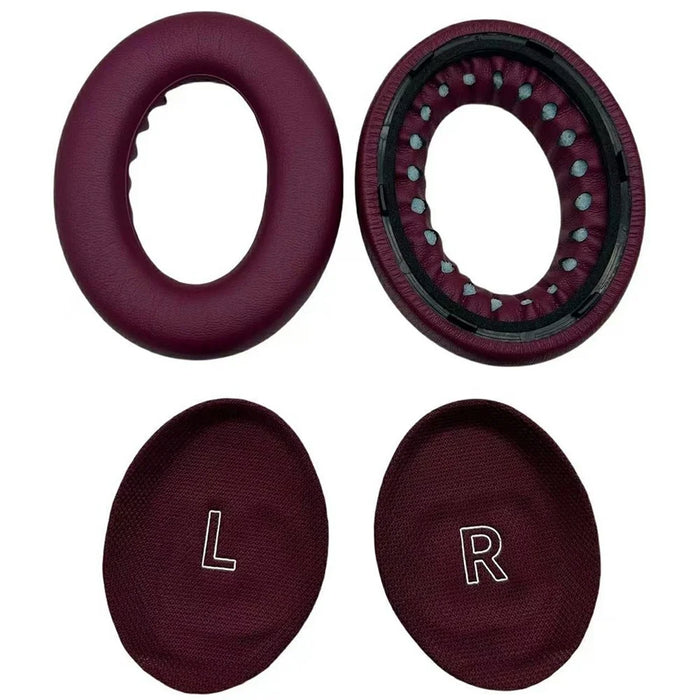 For Bose QuietComfort Ultra Protein Leather Headphone Ear Cushions with Mini Crowbar - Wine Red - 2