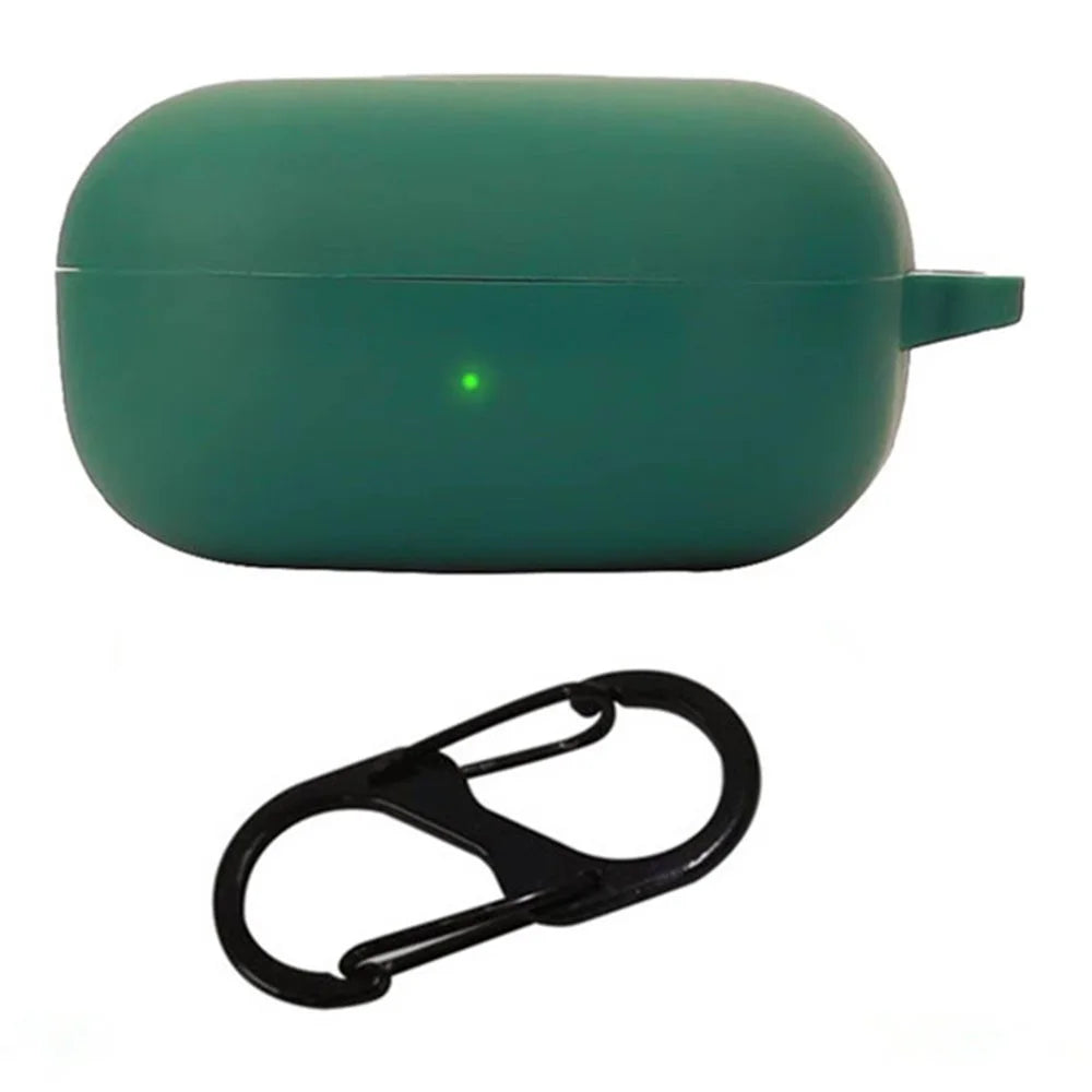 For Samsung Galaxy Buds Core Silicone Case Wireless Earphones Protective Cover with Anti-Lost Buckle - Blackish Green - 1