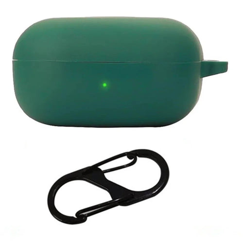 For Samsung Galaxy Buds Core Silicone Case Wireless Earphones Protective Cover with Anti-Lost Buckle - Blackish Green - 1