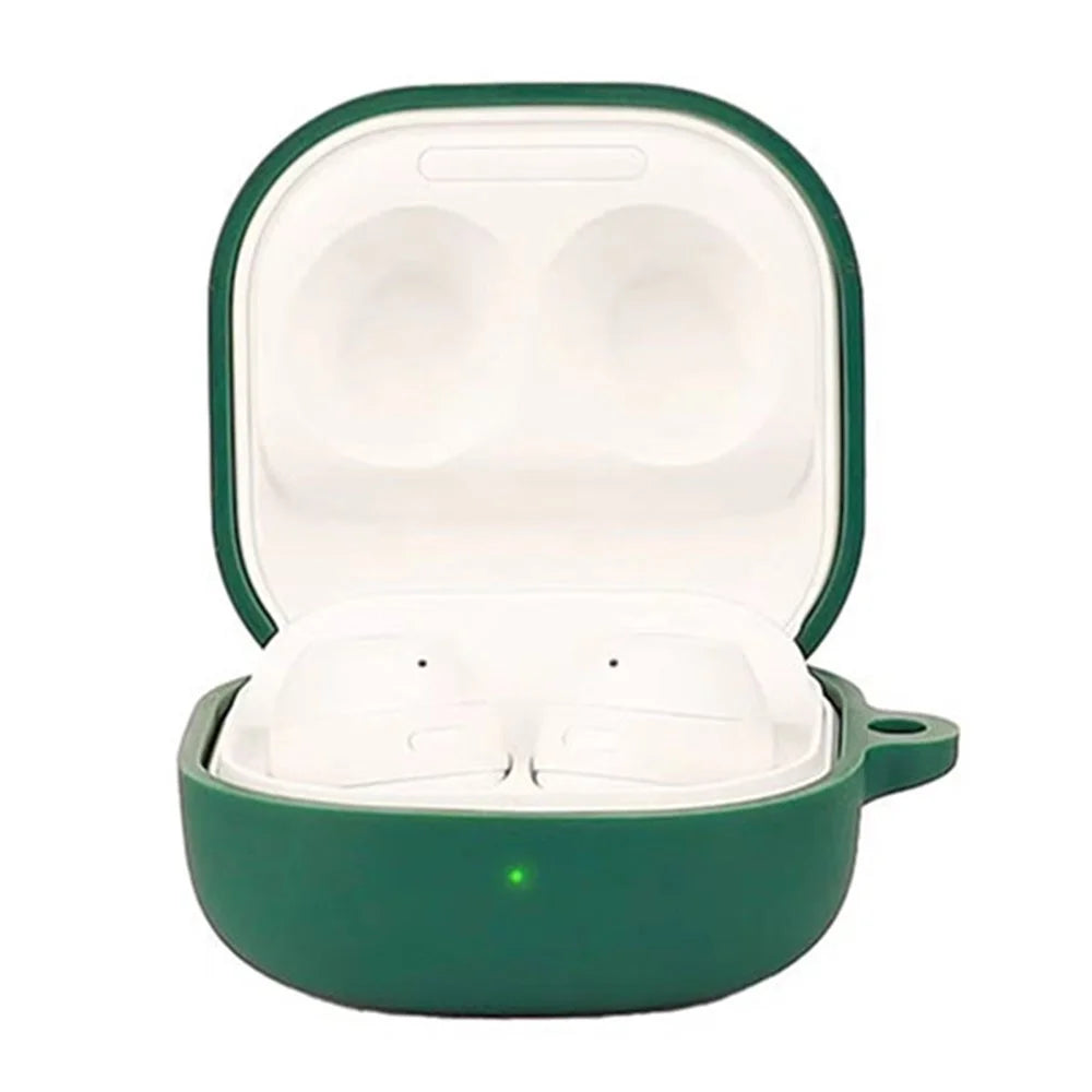 For Samsung Galaxy Buds Core Silicone Case Wireless Earphones Protective Cover with Anti-Lost Buckle - Blackish Green - 2