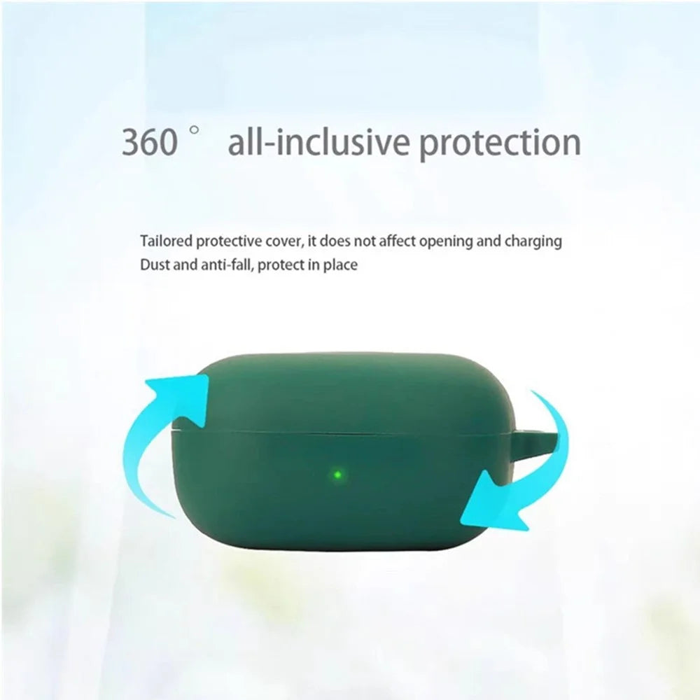 For Samsung Galaxy Buds Core Silicone Case Wireless Earphones Protective Cover with Anti-Lost Buckle - Blackish Green - 4