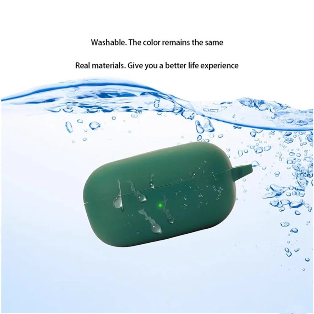 For Samsung Galaxy Buds Core Silicone Case Wireless Earphones Protective Cover with Anti-Lost Buckle - Blackish Green - 6