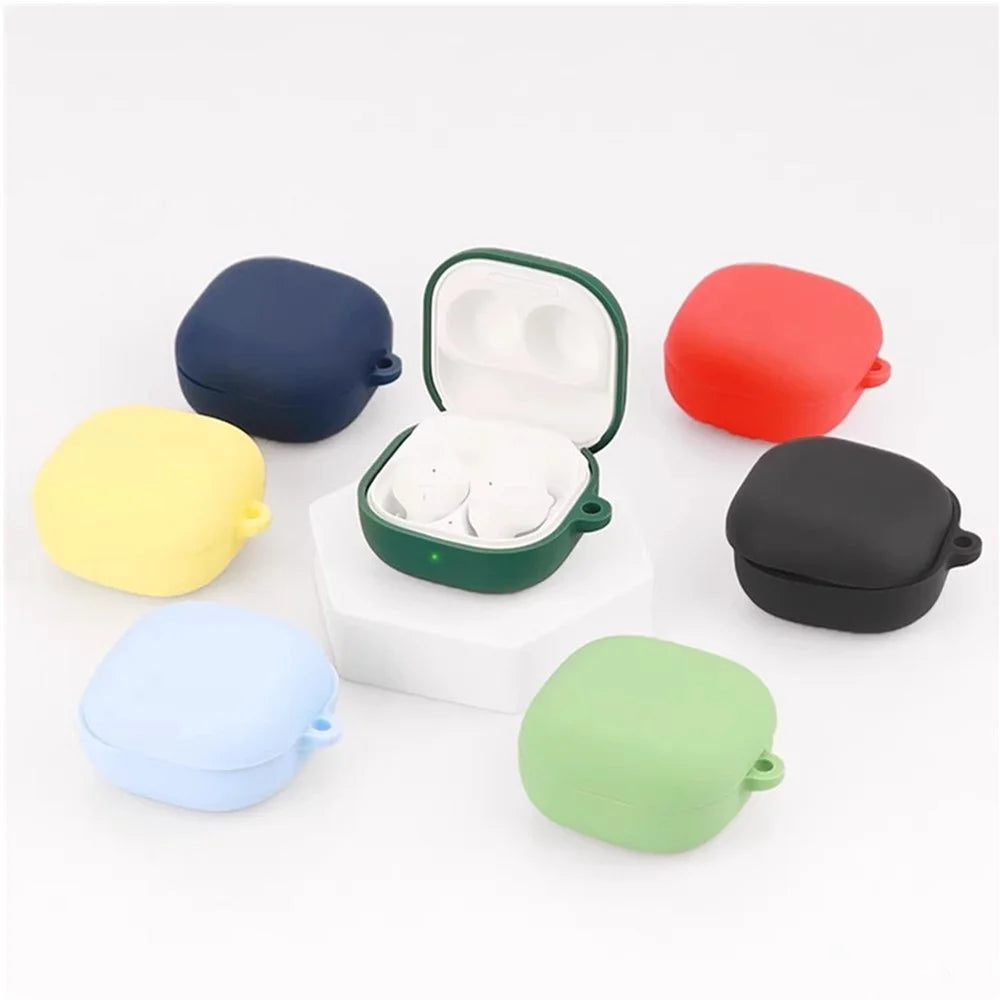 For Samsung Galaxy Buds Core Silicone Case Wireless Earphones Protective Cover with Anti-Lost Buckle - Blackish Green - 7