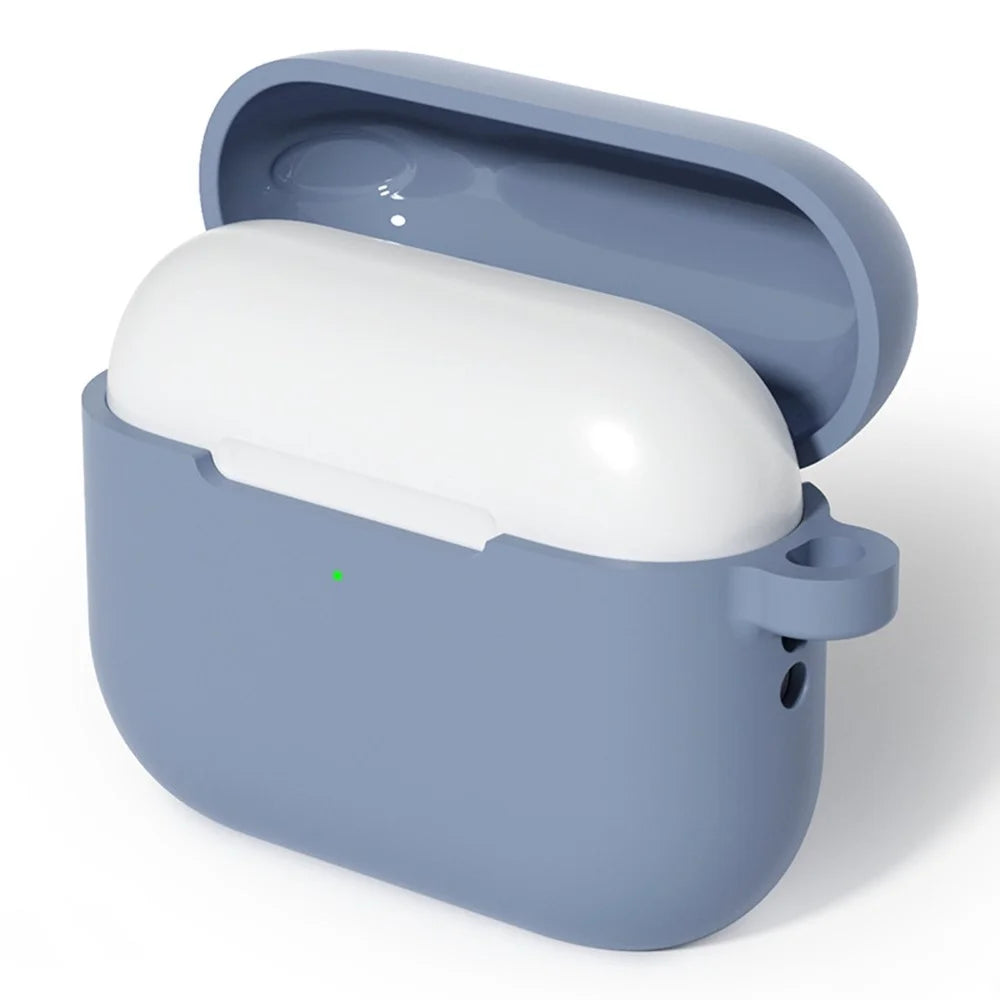 For AirPods Pro 3 Silicone Case Soft Wireless Earbud Organizer Cover with Carabiner - Lavender Grey - 1
