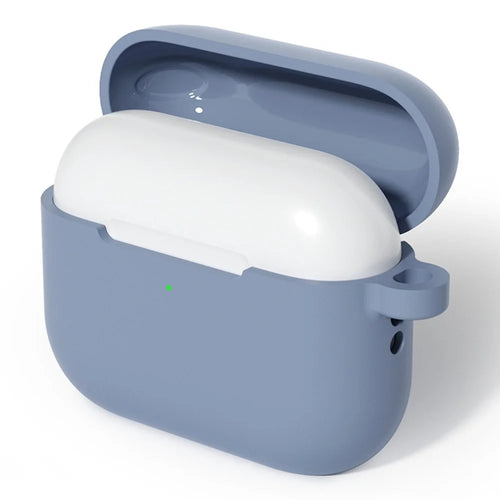 For AirPods Pro 3 Silicone Case Soft Wireless Earbud Organizer Cover with Carabiner - Lavender Grey - 1