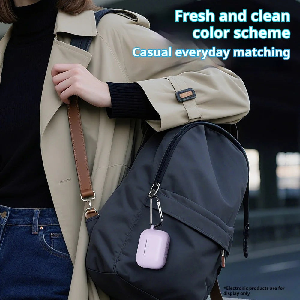 For AirPods Pro 3 Silicone Case Soft Wireless Earbud Organizer Cover with Carabiner - Lavender Grey - 4