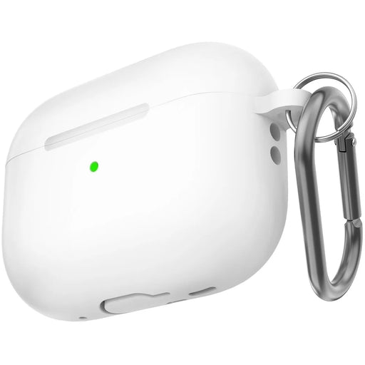AHASTYLE CS14 For AirPods Pro 2 Silicone Case Earphone Protective Cover with Carabiner / Lanyard - White - 1