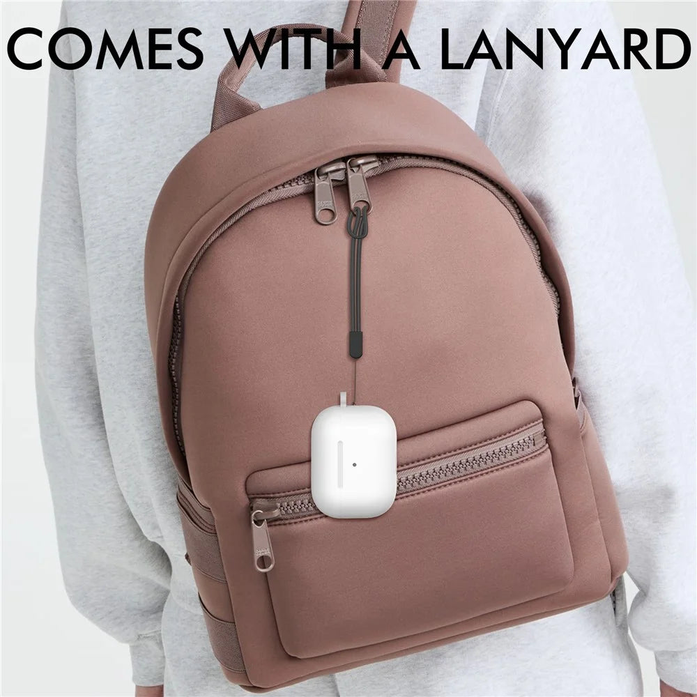 AHASTYLE CS14 For AirPods Pro 2 Silicone Case Earphone Protective Cover with Carabiner / Lanyard - White - 4