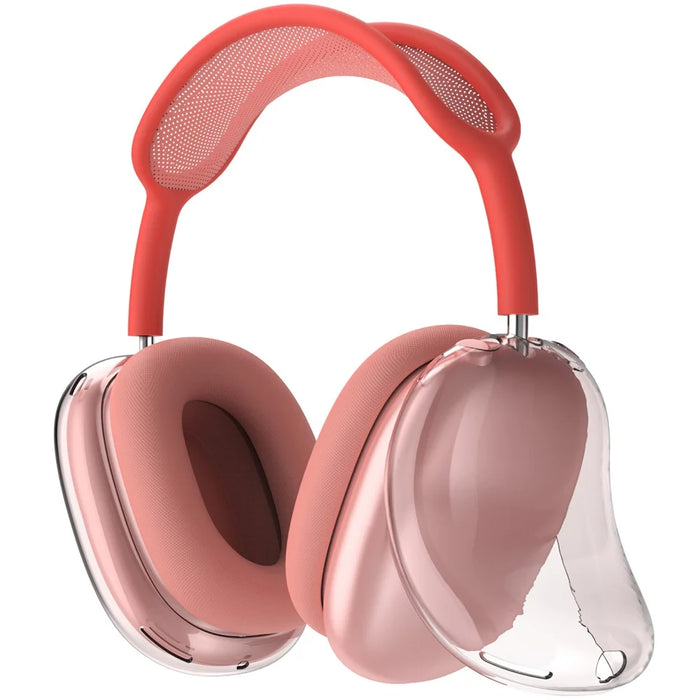 AHASTYLE PT-LC07 1 Pair For AirPods Max TPU Case Full Coverage Transparent Headphone Cover - Transparent Red - 1