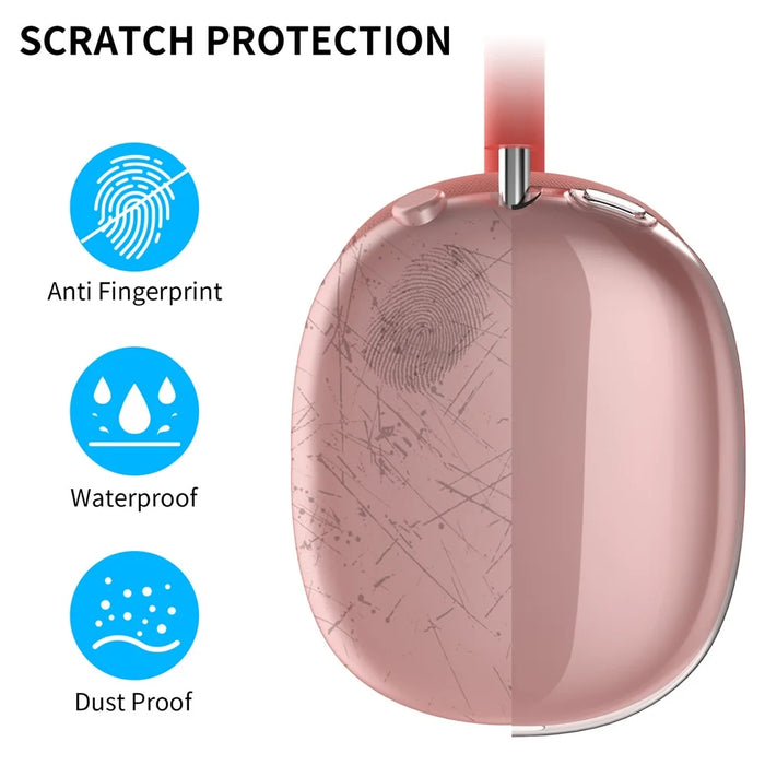AHASTYLE PT-LC07 1 Pair For AirPods Max TPU Case Full Coverage Transparent Headphone Cover - Transparent Red - 2