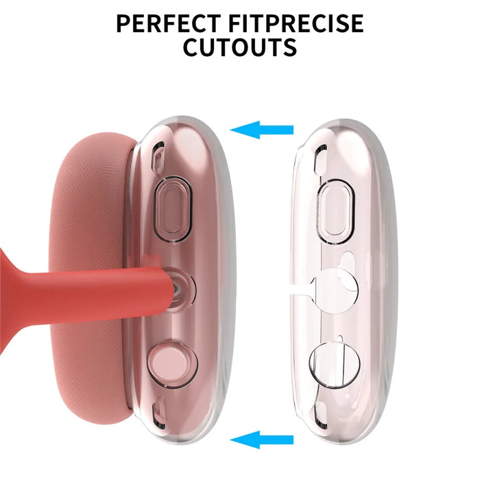 AHASTYLE PT-LC07 1 Pair For AirPods Max TPU Case Full Coverage Transparent Headphone Cover - Transparent Red - 3