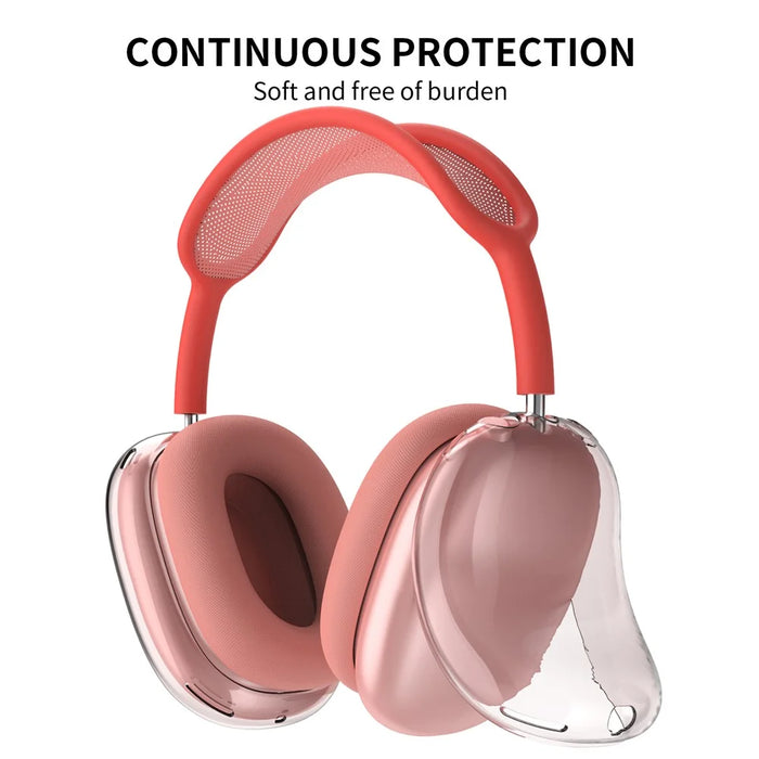 AHASTYLE PT-LC07 1 Pair For AirPods Max TPU Case Full Coverage Transparent Headphone Cover - Transparent Red - 4