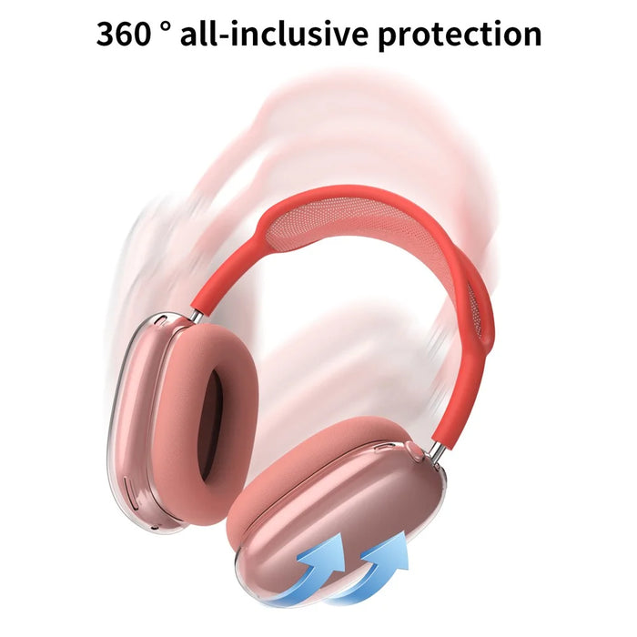 AHASTYLE PT-LC07 1 Pair For AirPods Max TPU Case Full Coverage Transparent Headphone Cover - Transparent Red - 5