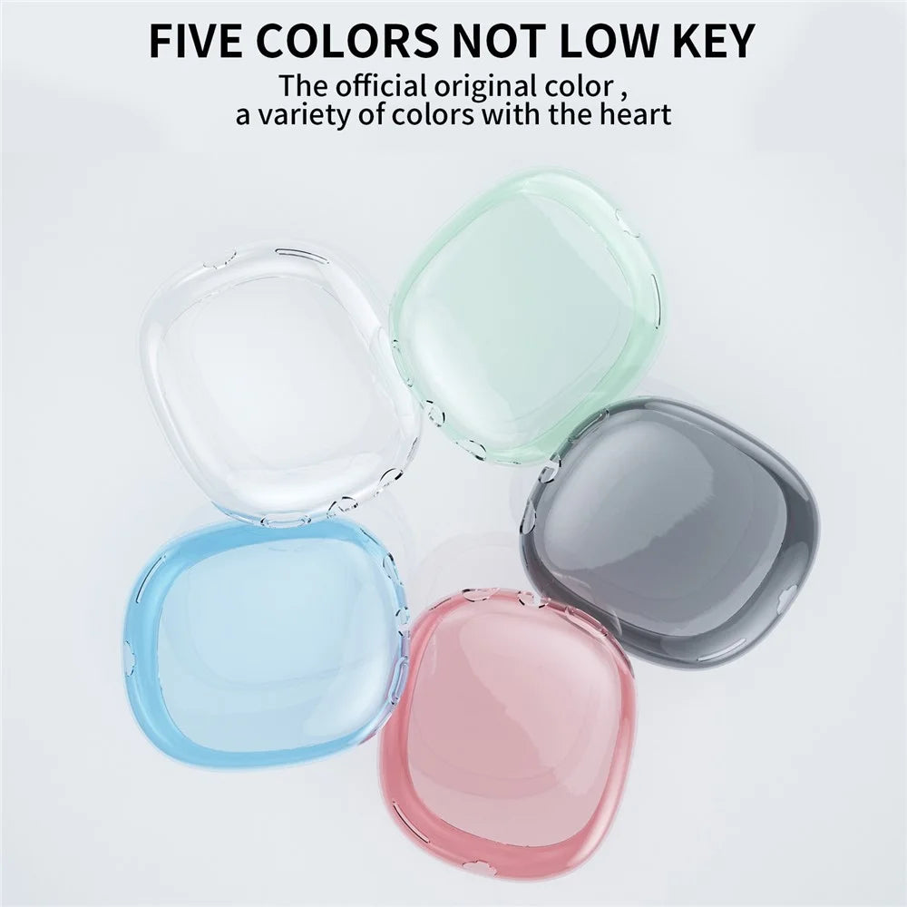 AHASTYLE PT-LC07 1 Pair For AirPods Max TPU Case Full Coverage Transparent Headphone Cover - Transparent Red - 7