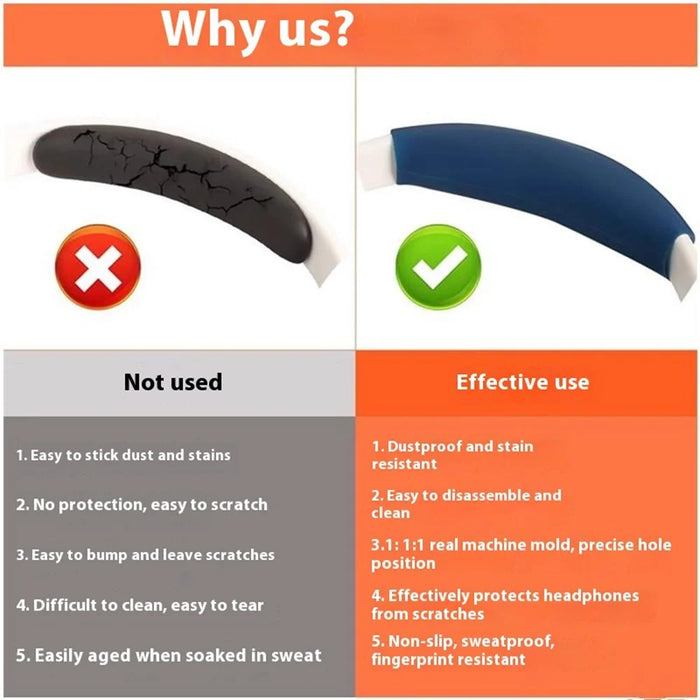 For Nothing Headphone (1) Headset Headband Silicone Sleeve Protective Cover - Dark Blue - 5