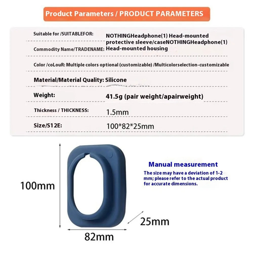 For Nothing Headphone (1) Silicone Case Scratch Resistant Dust Proof Protective Cover - Dark Blue - 3