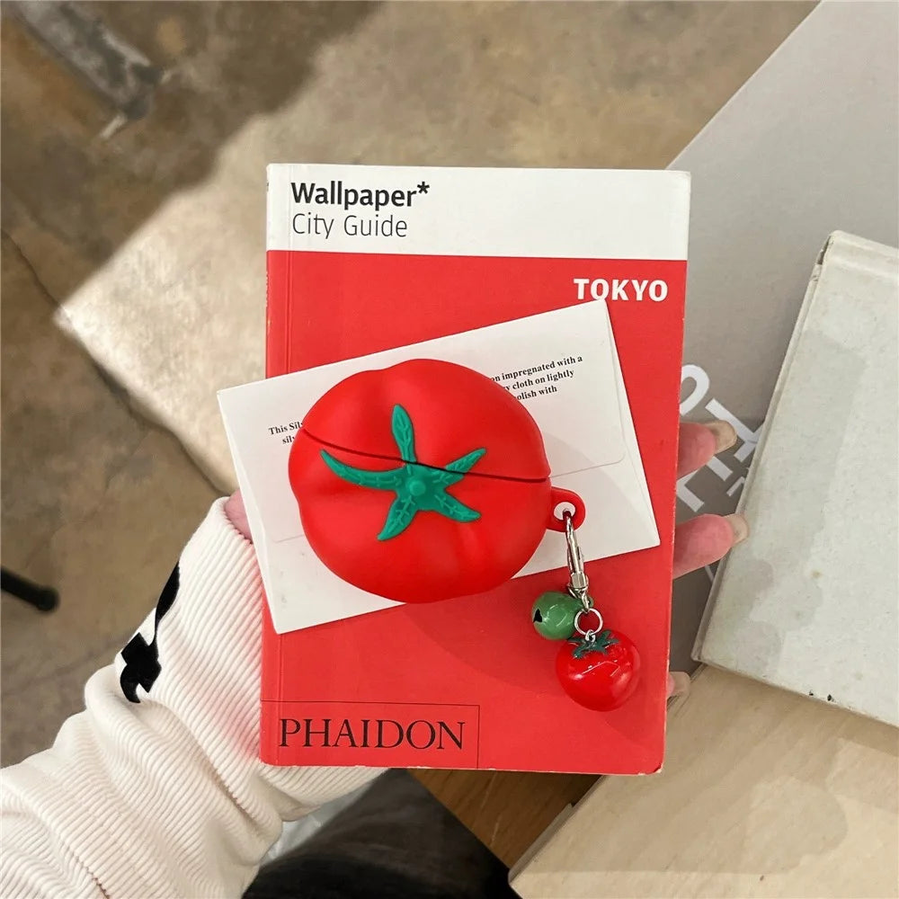 Silicone Case for Apple AirPods with Wireless Charging Case (2019)  /  AirPods with Charging Case (2019)  /  (2016) Cute Tomato Shape with Pendant - 7