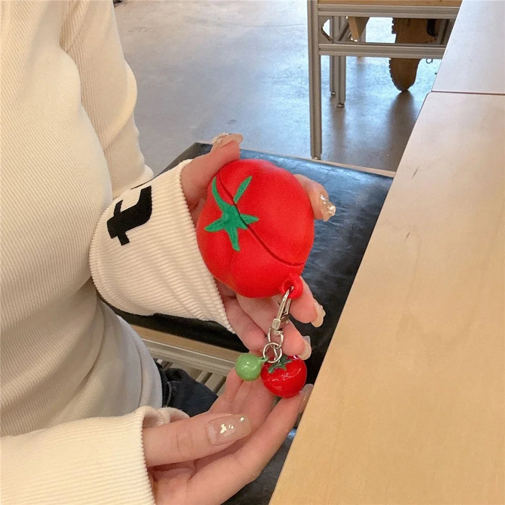 For Apple AirPods 3 Cute Tomato Shape Silicone Protective Case with Pendant Dust Proof Earphone Cover - 6