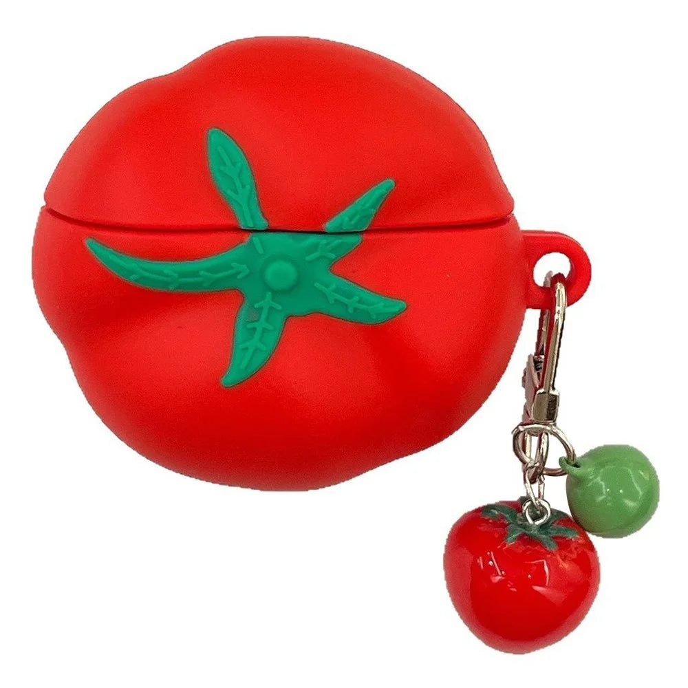 For Apple AirPods 4 Cute Tomato Shape Silicone Protective Case with Pendant Dust Proof Earphone Cover - 1