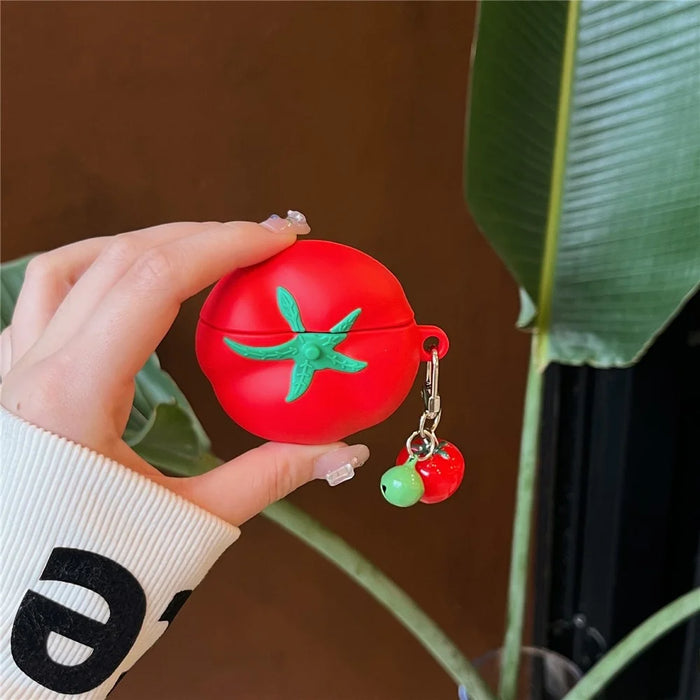 For Apple AirPods 4 Cute Tomato Shape Silicone Protective Case with Pendant Dust Proof Earphone Cover - 3