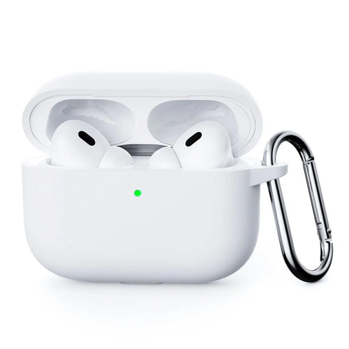 For AirPods Pro 3 Silicone Case Earphone Protective Cover with Carabiner - White - 1