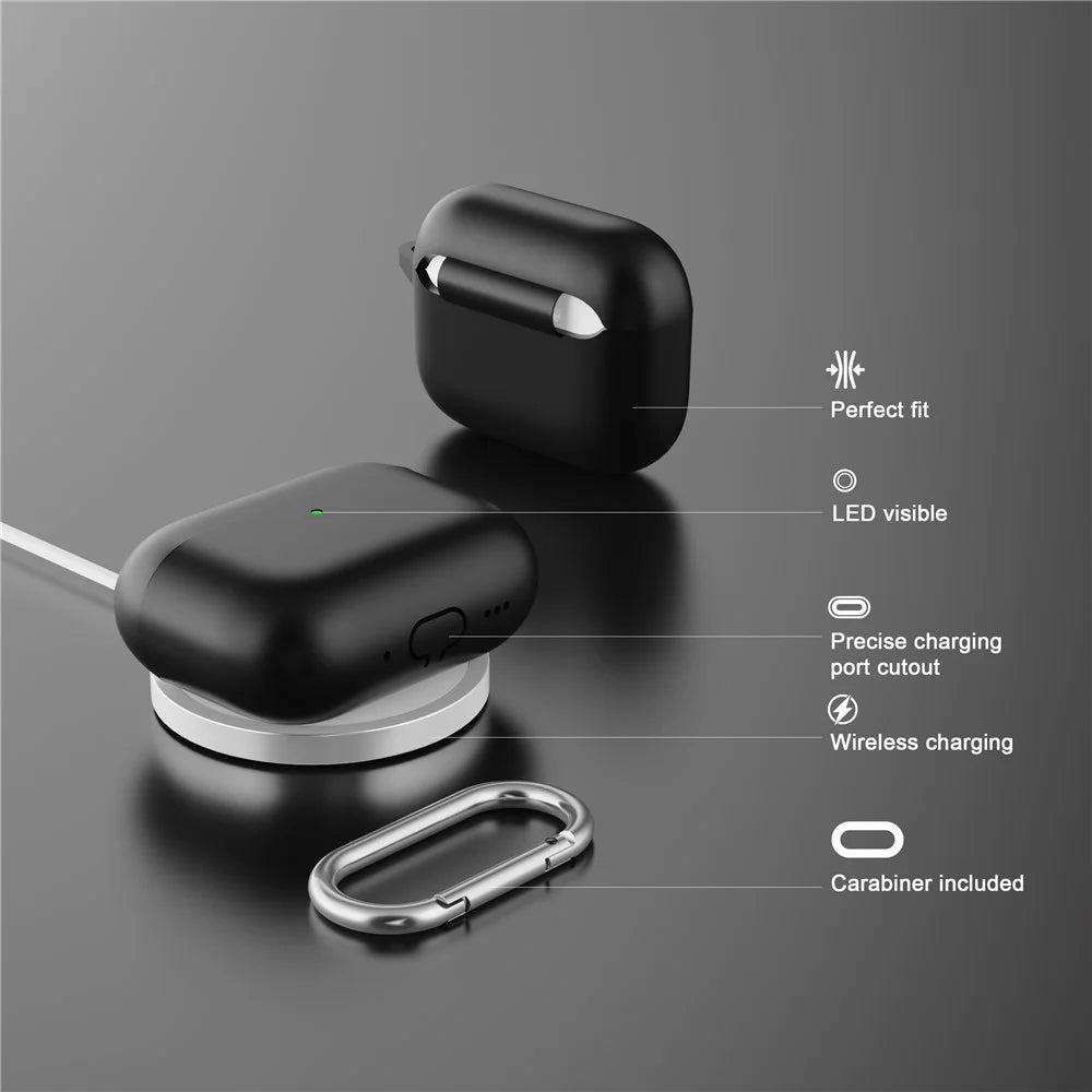 For AirPods Pro 3 Silicone Case Earphone Protective Cover with Carabiner - White - 3