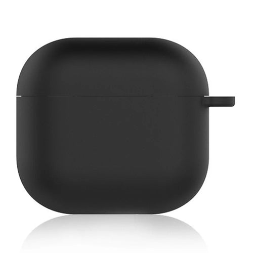 For AirPods 4 Silicone Case Ultra Thin 1.5mm Earphone Protective Cover with Carabiner - Black - 1