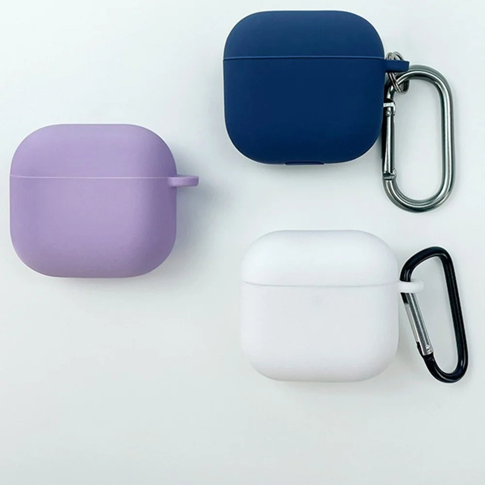 For AirPods 4 Silicone Case Ultra Thin 1.5mm Earphone Protective Cover with Carabiner - Black - 4