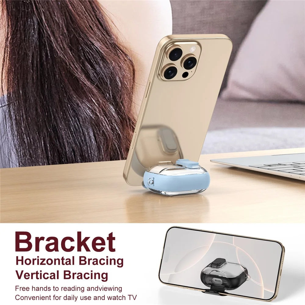 For AirPods 4 Case TPU PC Earbuds Protective Cover with Switch  /  Stand  /  Carrying Hook - Gold - 4