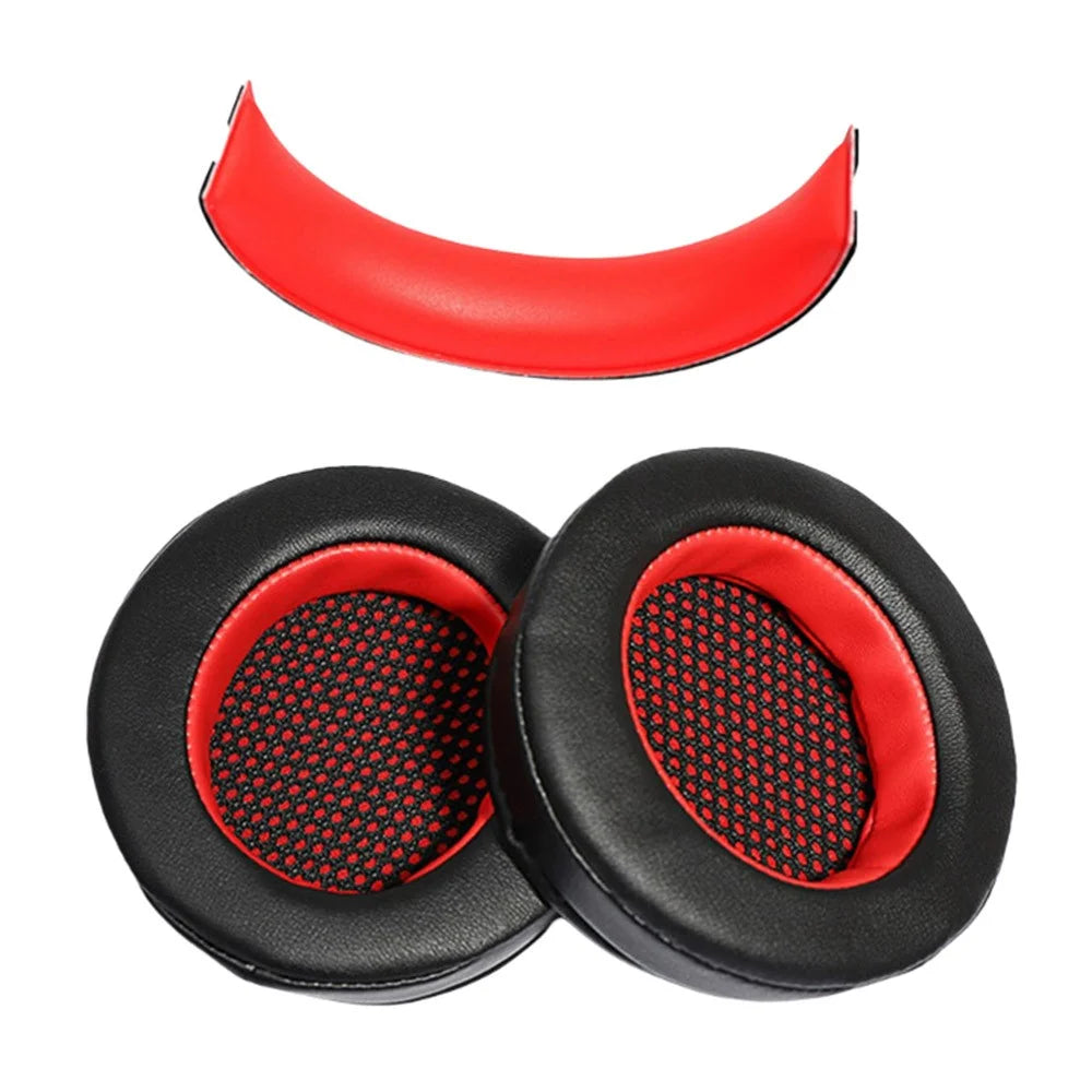 For Edifier HECATE G4 Headphones Protein Leather Ear Pads and Headband Cushion Noise Isolation - Black  /  Red - 1