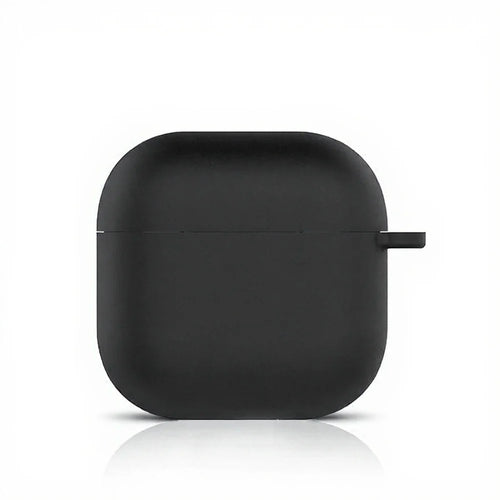 For AirPods 4 Silicone Case Ultra Thin 1.5mm Protective Cover With Carabiner Hook Wireless Charging Compatible - Black - 1