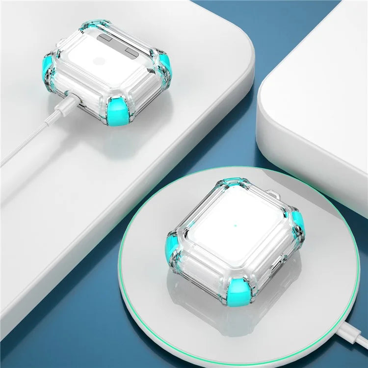 Dual Color Transparent TPU Protective Case Earphone Cover with Keyring for Apple AirPods 3 - Green - 5