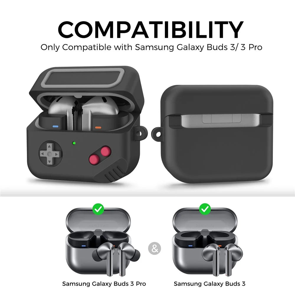 AHASTYLE JY19 For Samsung Galaxy Buds3 Pro / Buds3 Silicone Case Precise Cutouts Anti Drop Earphone Cover - Black - 2