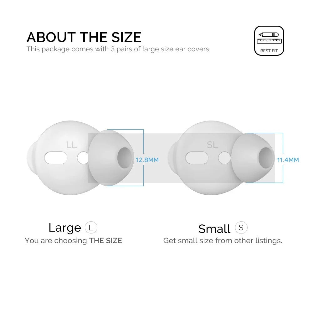 AHASTYLE PT66-1 / 2 1 Pair Silicone Ear Tips Noise Isolating Replacement Earphone Caps, Size S - White - 6