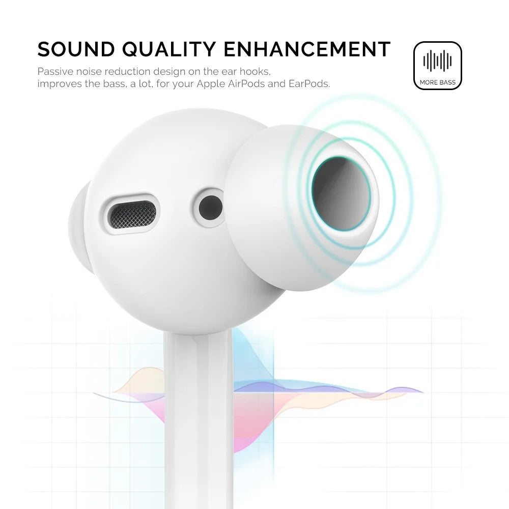 AHASTYLE PT66-1 / 2 1 Pair Silicone Ear Tips Noise Isolating Replacement Earphone Caps, Size L - White - 3