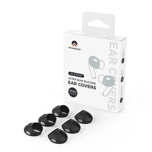 AHASTYLE PT76-4 3 Pairs Silicone Ear Tips for AirPods 4 Skin Cover Ultra Thin Anti Slip Cover - Black - 1