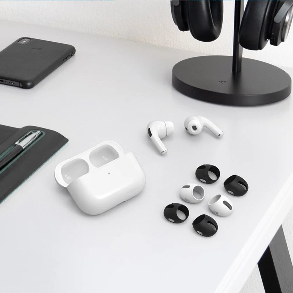 AHASTYLE PT76-4 3 Pairs Silicone Ear Tips for AirPods 4 Skin Cover Ultra Thin Anti Slip Cover - Black - 7