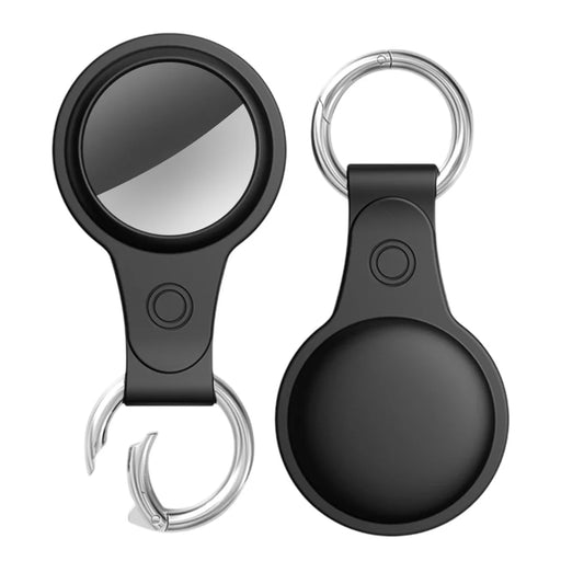 AHASTYLE WG38 For Apple AirTag TPU Protective Case Matte Finish Cover with Ring - Black - 1