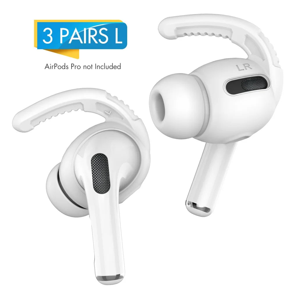 AHASTYLE PT100 3 Pairs For AirPods Pro Silicone Ear Hooks Anti Lost Earhooks Ear Tips - White / 3 Pairs / Size S - 2