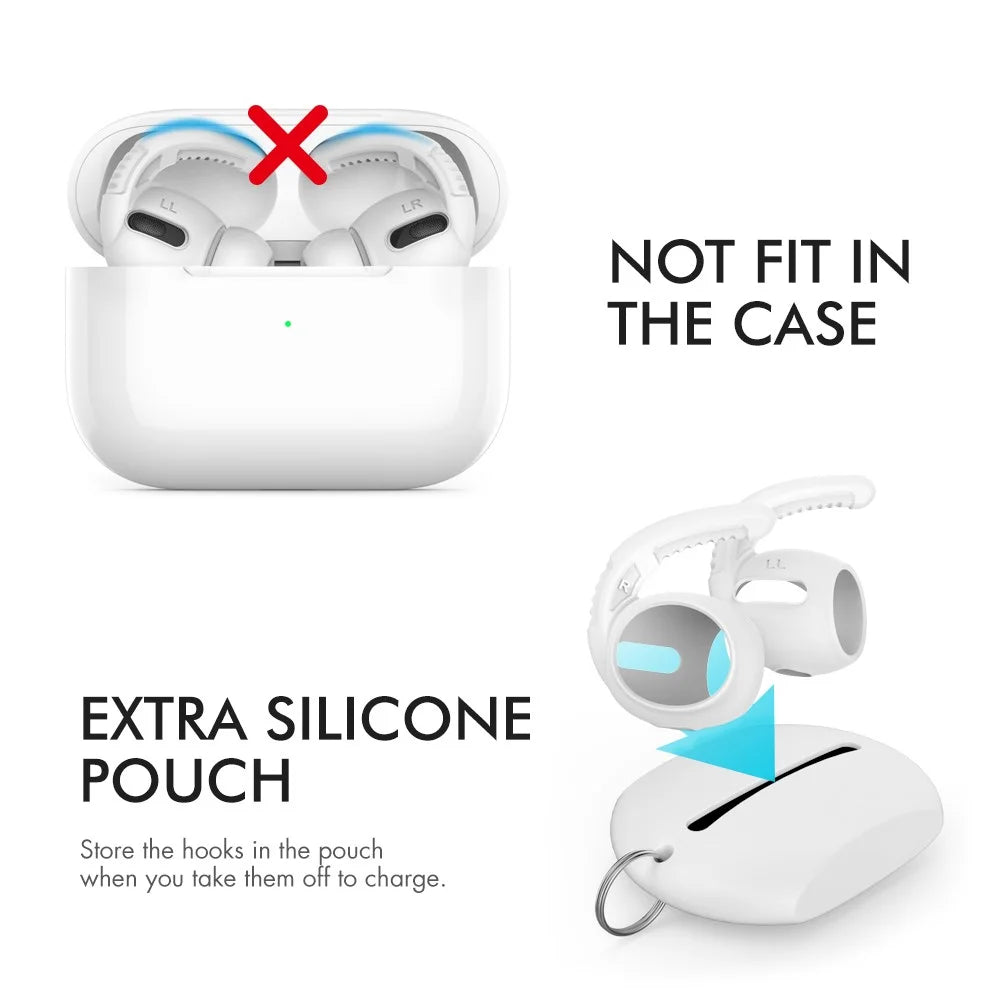 AHASTYLE PT100 3 Pairs For AirPods Pro Silicone Ear Hooks Anti Lost Earhooks Ear Tips - White / 3 Pairs / Size S - 5