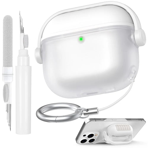 AHASTYLE WG174 For AirPods 4 Silicone Earphone Case Transparent Separable Protective Cover - White - 1