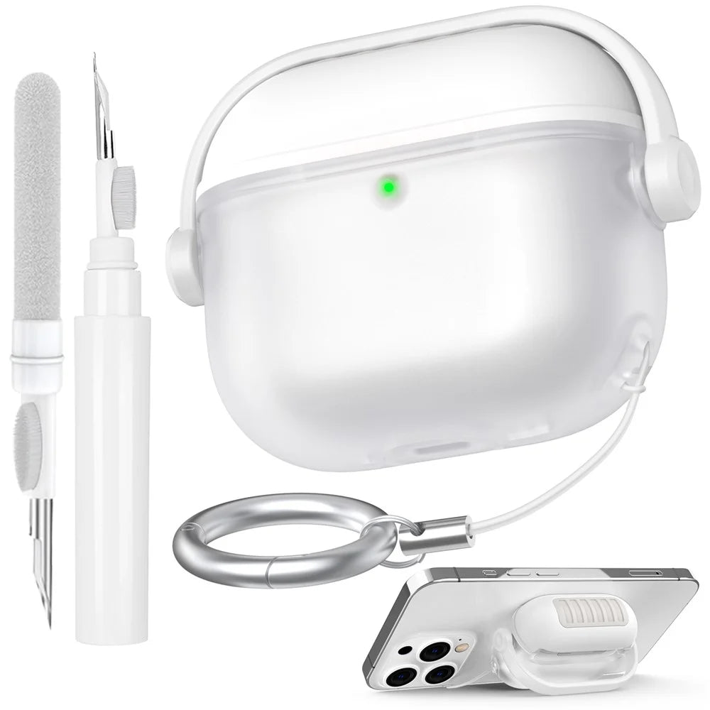 AHASTYLE WG174 For AirPods 4 Silicone Earphone Case Transparent Separable Protective Cover - White - 1