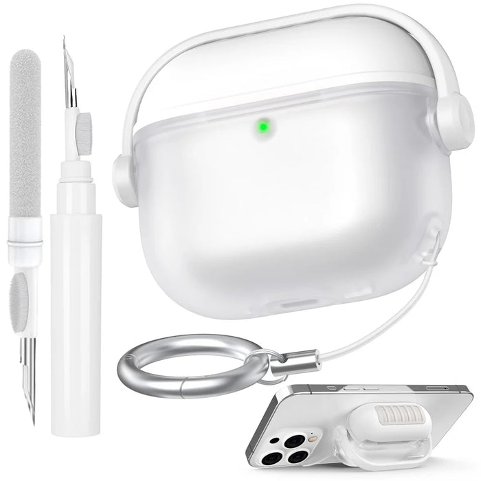 AHASTYLE WG174 For AirPods 4 Silicone Earphone Case Transparent Separable Protective Cover - White - 1