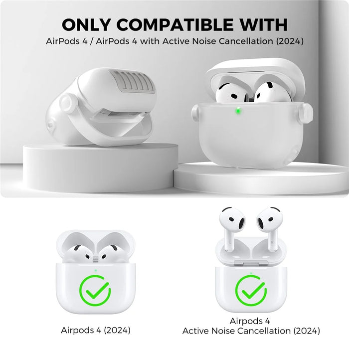 AHASTYLE WG174 For AirPods 4 Silicone Earphone Case Transparent Separable Protective Cover - White - 2